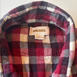 Diesel Men's Red and Black Plaid Button Down Shirt
